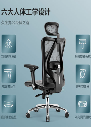 Features Of M57-001 Black Frame Black Mesh Ergo Office Chair3600