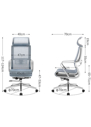 Features Of M60-201 Grey Frame Blue Mesh Office Chairs For Long Hours880