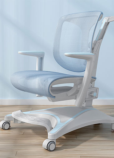 Features of K39 Light Blue Ergonomic Children Study Chair with Full PP Material Mesh and Adjustable Armrest